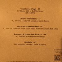 Food menu at Speak In Code in Manchester