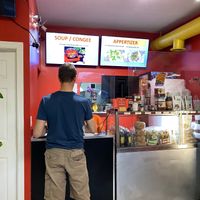 Prices can be seen on the TV   at Viet Chay vegetarian cuisine in Toronto