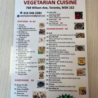 Menu at Viet Chay vegetarian cuisine in Toronto