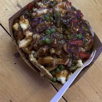Veggie poutine with vegan cheese  at Common Market in Belfast
