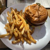 Impossible burger with fries   at Wirtshaus in Los Angeles