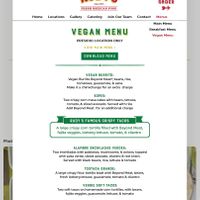 Vegan menu  at Rudy's in Santa Barbara