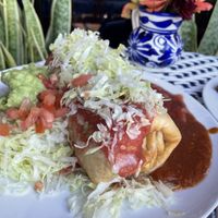 Chimichanga with guacamole and salsa  at Rudy's in Santa Barbara