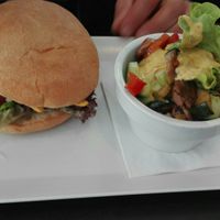 Chili cheese burger and salat at Dada in Regensburg