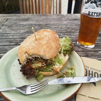 Vegan falafel burger at JOHO Broiler in Prerow
