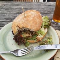 Vegan falafel burger at JOHO Broiler in Prerow