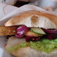 Vegan falafel sandwich at Ofvandahls Hovkonditori in Uppsala