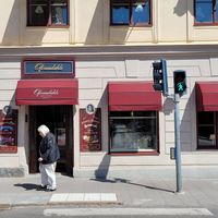 Shop front at Ofvandahls Hovkonditori in Uppsala