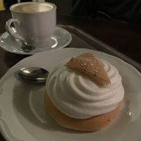 Vegan Semla + cappuccino with oat milk #Veganuary at Ofvandahls Hovkonditori in Uppsala