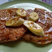 Vegan banana pancakes with walnuts and whole wheat flour at Waterfall Villas in Dominical