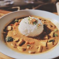 Tofu curry. The best food we had on the island. Vegan 30€ at Sunset Ashram in Ibiza