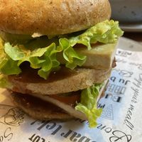 Double smoked tofu burger   at Lipov Hlad in Osijek