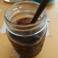 Mason jar glasses at E & R Tearoom in Lutterworth