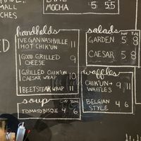 Vegan menu at Left Field Coffee Bar in Middleville