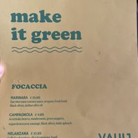 Vegan menu at Vault1 in Cospicua