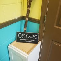 Bathroom signage at Naked Vegan in Greenville