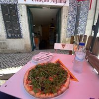 Vegan pizzaa  at Estação Alfama Pizzaria in Lisbon