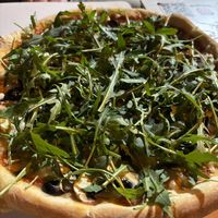 Vegan pizza. Loved the amount of arugula but wasn’t crazy about the cheese   at Estação Alfama Pizzaria in Lisbon