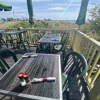 Outside seating with ocean view  at Waydowntown in Provincetown