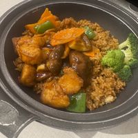 Chicken rice bowl   at D'life 蔬食 - Somerset  in Central Singapore