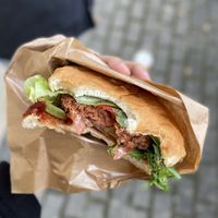 Pea burger at Narvesen in Talsi