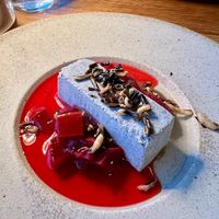 Black sesame coconut parfait with rhubard at Grain of the Silos in Invermay
