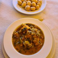Potaje de berros y papas arrugadas at El Rincón de Marcos in Gran Canaria
