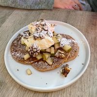 Vegan pear crumble pancakes at The Garden of Easton in Bristol
