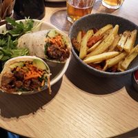 Shiitake wrap with fries at Copper Branch in Utrecht