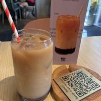 Iced ube earl grey latte with Oatly coconut: has a very strong coconut flavour, so I could not taste the ube.  at Copper Branch in Utrecht