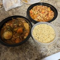 The amount of rice that comes with 2 tagines  at Tara Kitchen in Albany