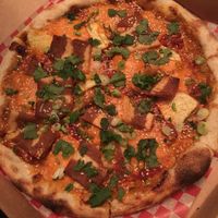 Korean Hawaiian pineapple pizza  at Seitan's in Edmonton