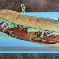 Spicy chickun Po boy at Seitan's in Edmonton