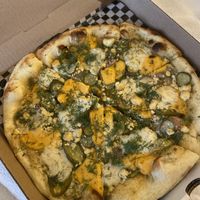 Dill pickle pizza   at Seitan's in Edmonton
