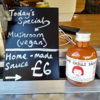 Special menu and sauce to purchase at Chubby Dumpling in East London