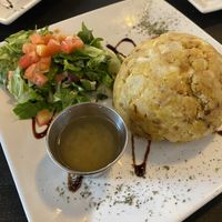 Mofongo with a side salad   at Casa Del Mofongo in Bethlehem