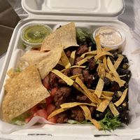 Veganized taco salad (don’t have dip on side)  at Geddy's in Bar Harbor