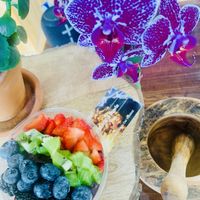 the shop is super natural and bright with lots of plants  at Bountiful Bowls in Lewes
