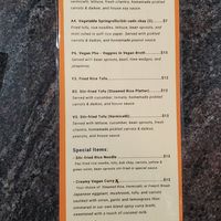 Vegan menu at Best Pho in Lafayette