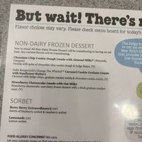 Menu of non-dairy ice cream flavors  at Ben & Jerry's in Dayton