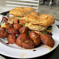 Vegan crab cake po boy at Meals From The Heart Cafe in New Orleans