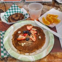 Yummy Pancakes and Sausage! at Meals From The Heart Cafe in New Orleans