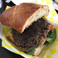 Black bean ";mini slider";. (Half sandwich.) Taste great!  at Meals From The Heart Cafe in New Orleans