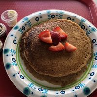 Vegan banana pancake at Meals From The Heart Cafe in New Orleans