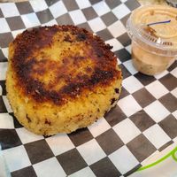 Vegan crabless cake at Meals From The Heart Cafe in New Orleans