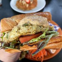Vegan crab cake po’boy at Meals From The Heart Cafe in New Orleans
