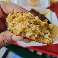 Vegan crab cake at Meals From The Heart Cafe in New Orleans