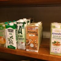 Great selection of plant milks  at Planta Maestra - Manuel Montt - Maybe closed in Santiago