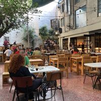 Tables outside at Dara Thai in Athens