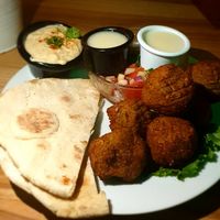 Falafel plate with hummus and garlic sauce at Dale Pues in San Juan Del Sur